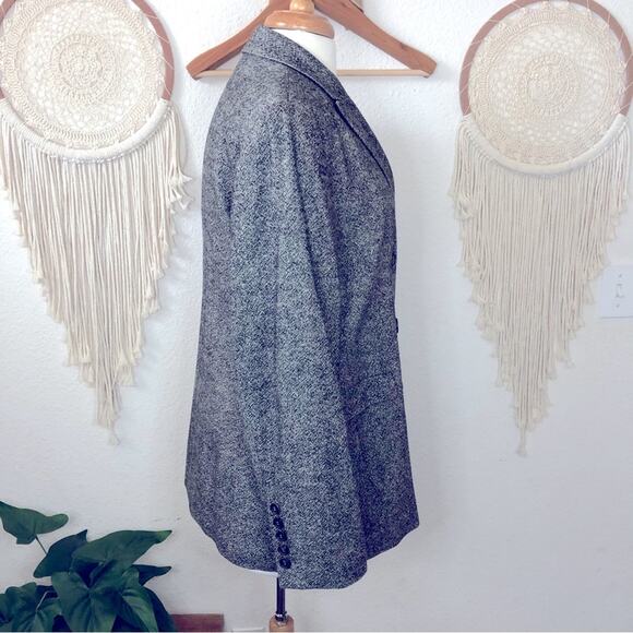 Bogner gray & black double breasted blazer jacket wool silk blend - Picture 2 of 5